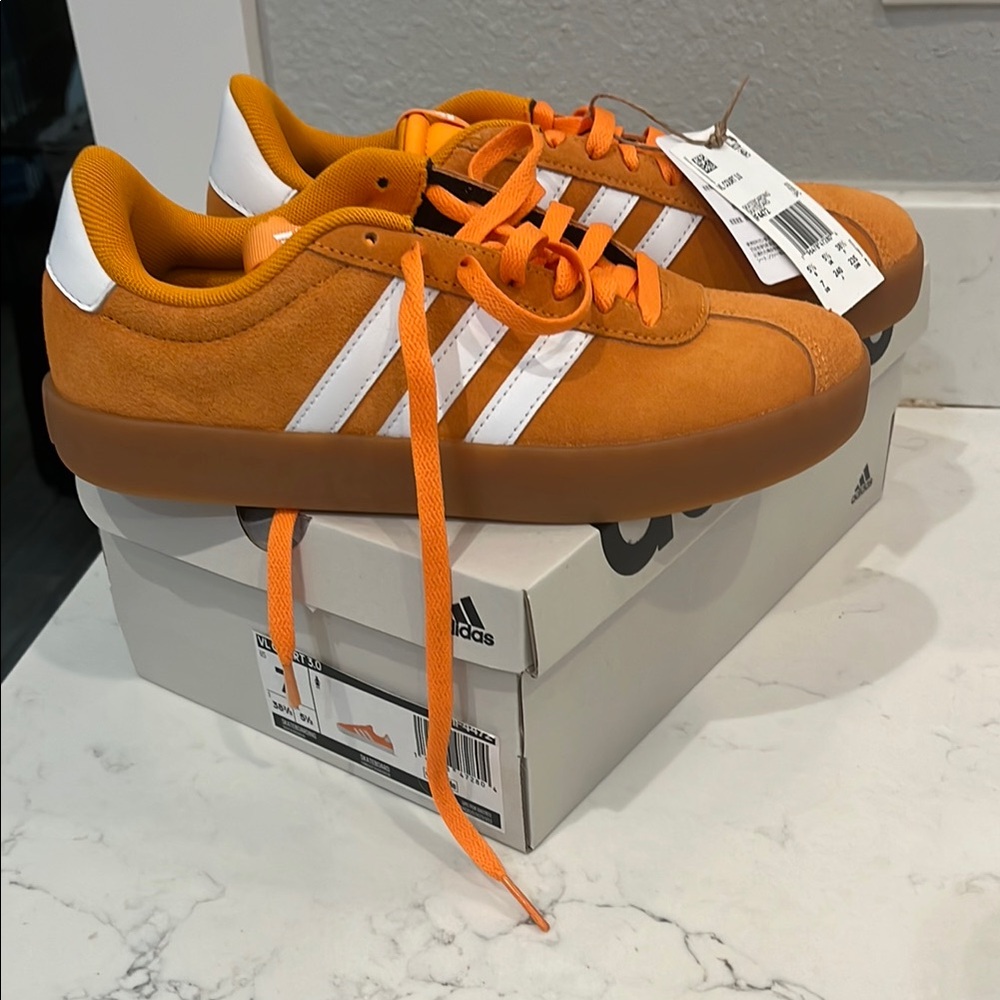 Adidas Vibrant Orange and White Sneakers
